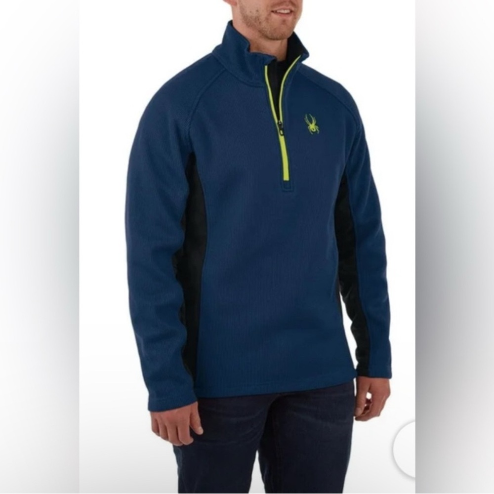 Spyder Men Sz XL Half Zip Outbound Stryke Mock Neck Sweater Jacket Collegiate